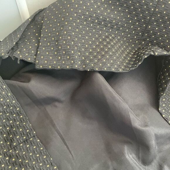 Ann Taylor Womens 12 Side Zip Slit Mini Skirt Black Tan Dots Textured Lined - Picture 11 of 12